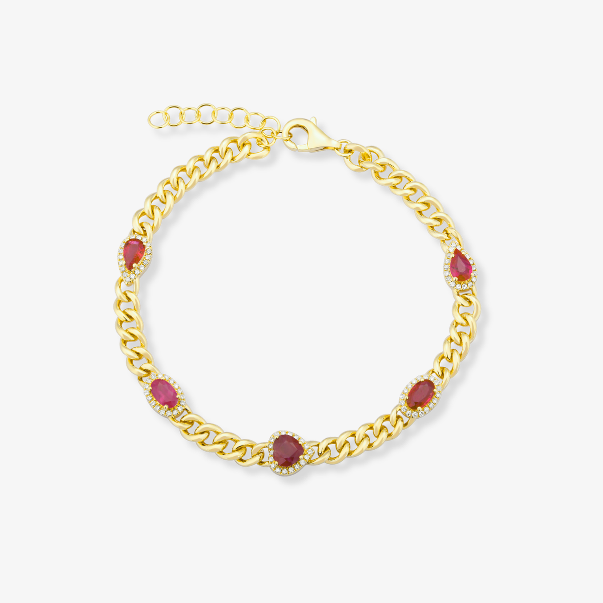 Multishape Gemstone Cuban Bracelet