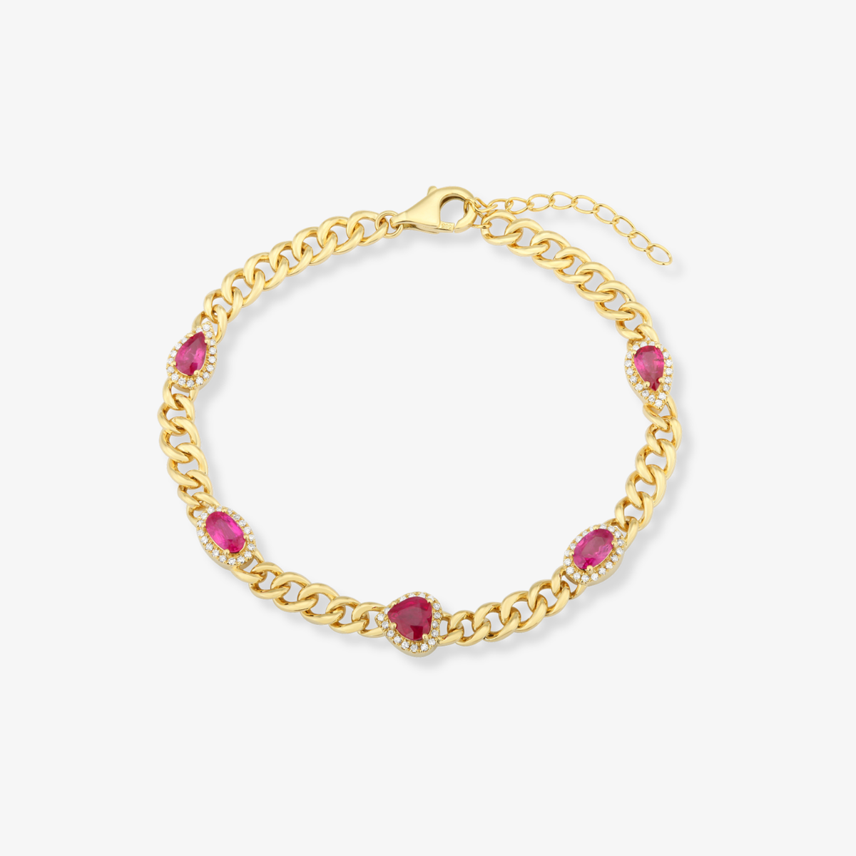 Multishape Gemstone Cuban Bracelet