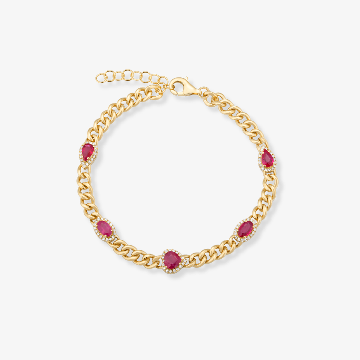 Multishape Gemstone Cuban Bracelet