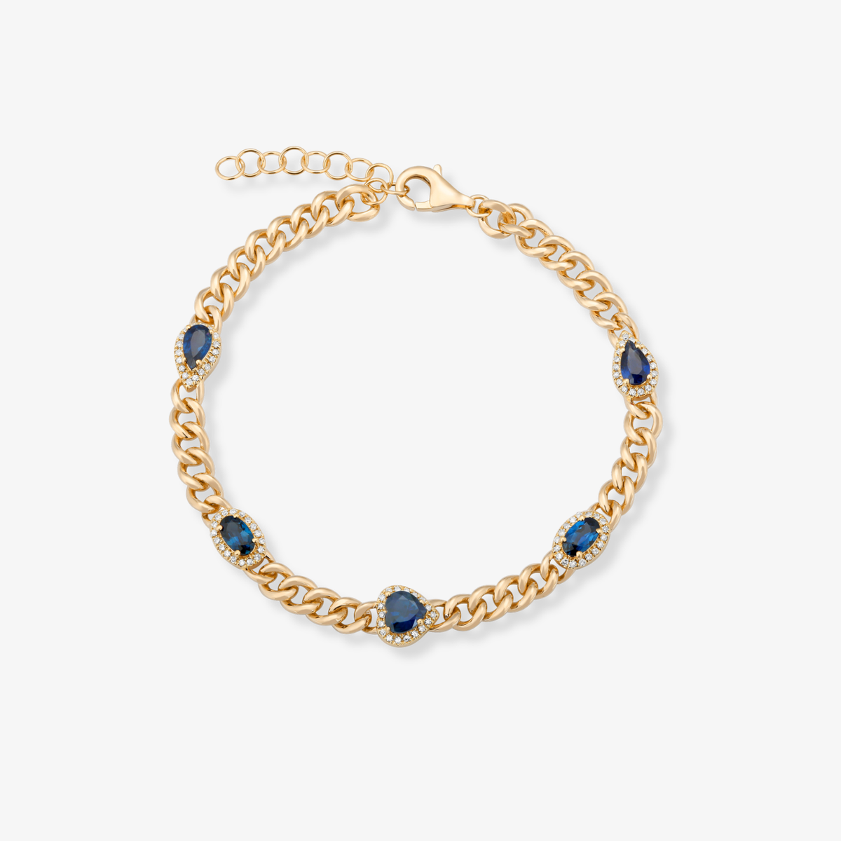 Multishape Gemstone Cuban Bracelet