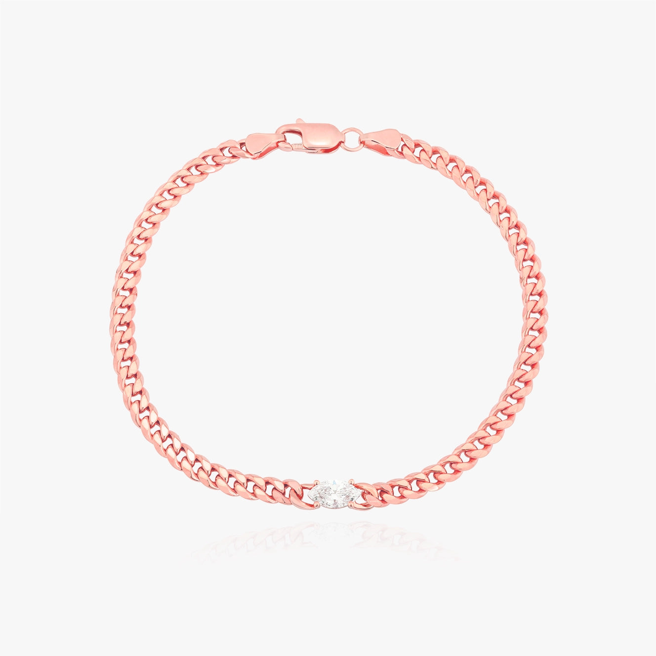 Lab Cuban Chain Bracelet with Diamond Center