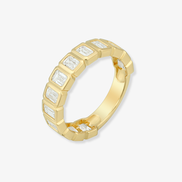 Emerald Cut Bezel Eternity Pinky Ring