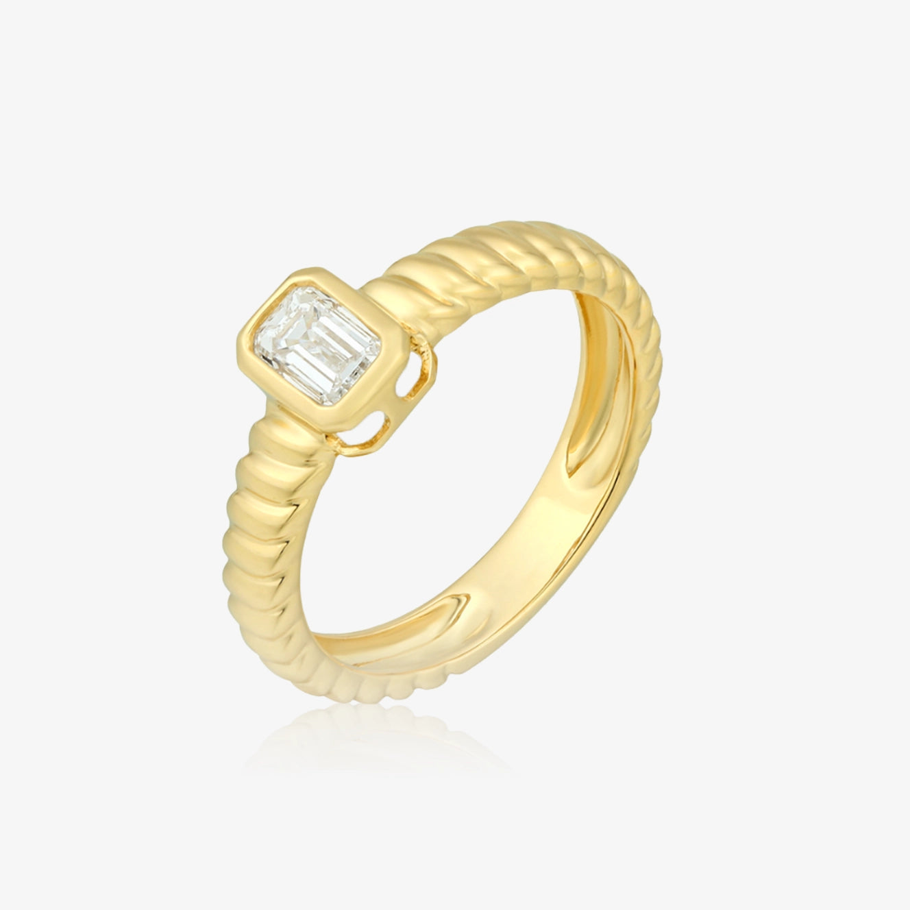 Lab Braided Ring with Diamond Center