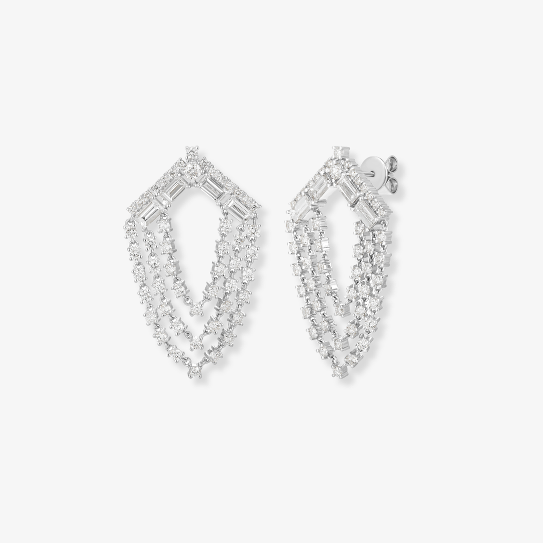 Round and Emerald Cut Drop Statement Earring