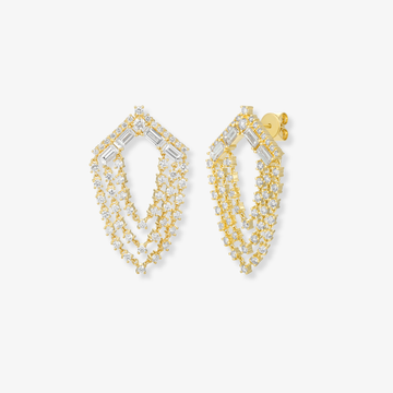 Round and Emerald Cut Drop Statement Earring