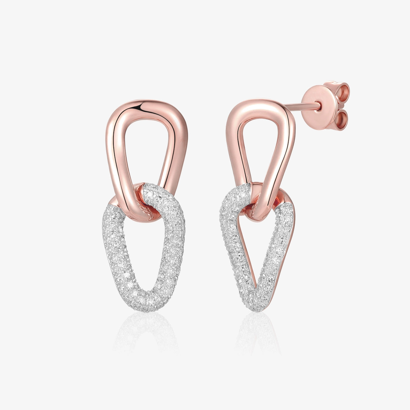 Gold an Pave Diamond Link Earring