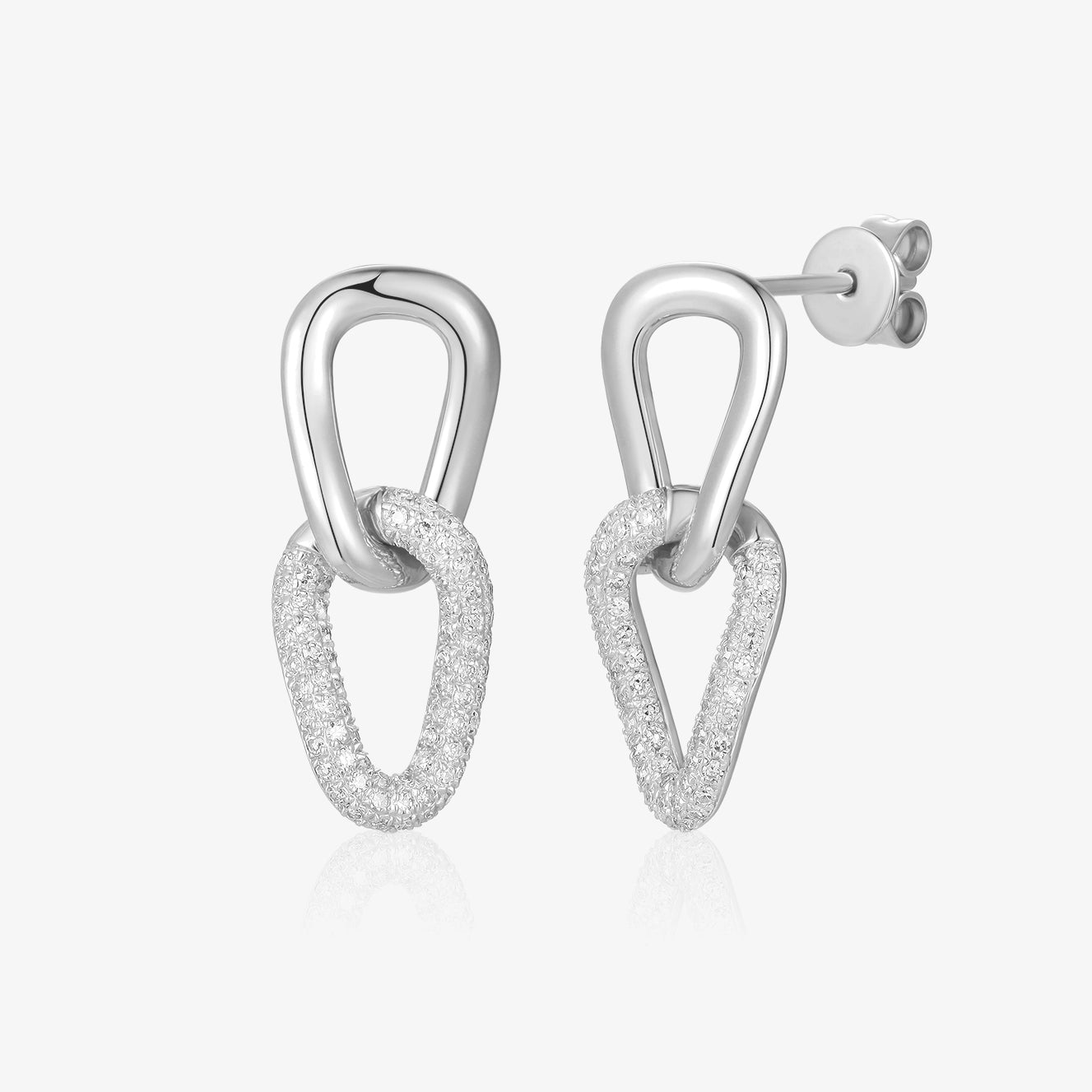 Gold an Pave Diamond Link Earring