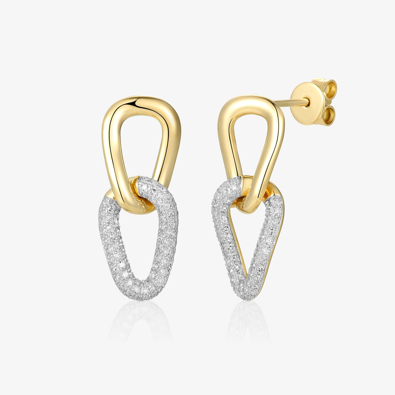 Gold an Pave Diamond Link Earring