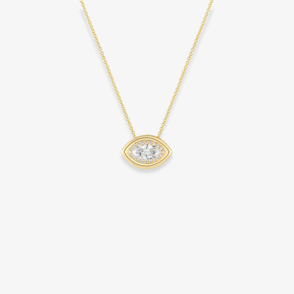 Marquise with Outline Gold and Diamond Necklace