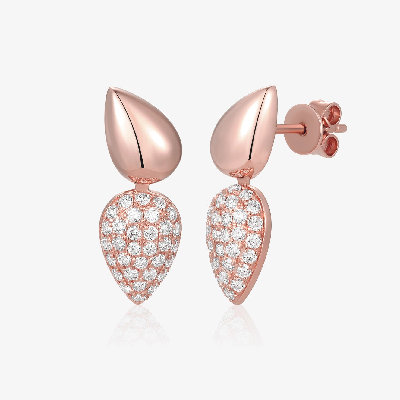Lab Diamond and Gold Pear Earrings