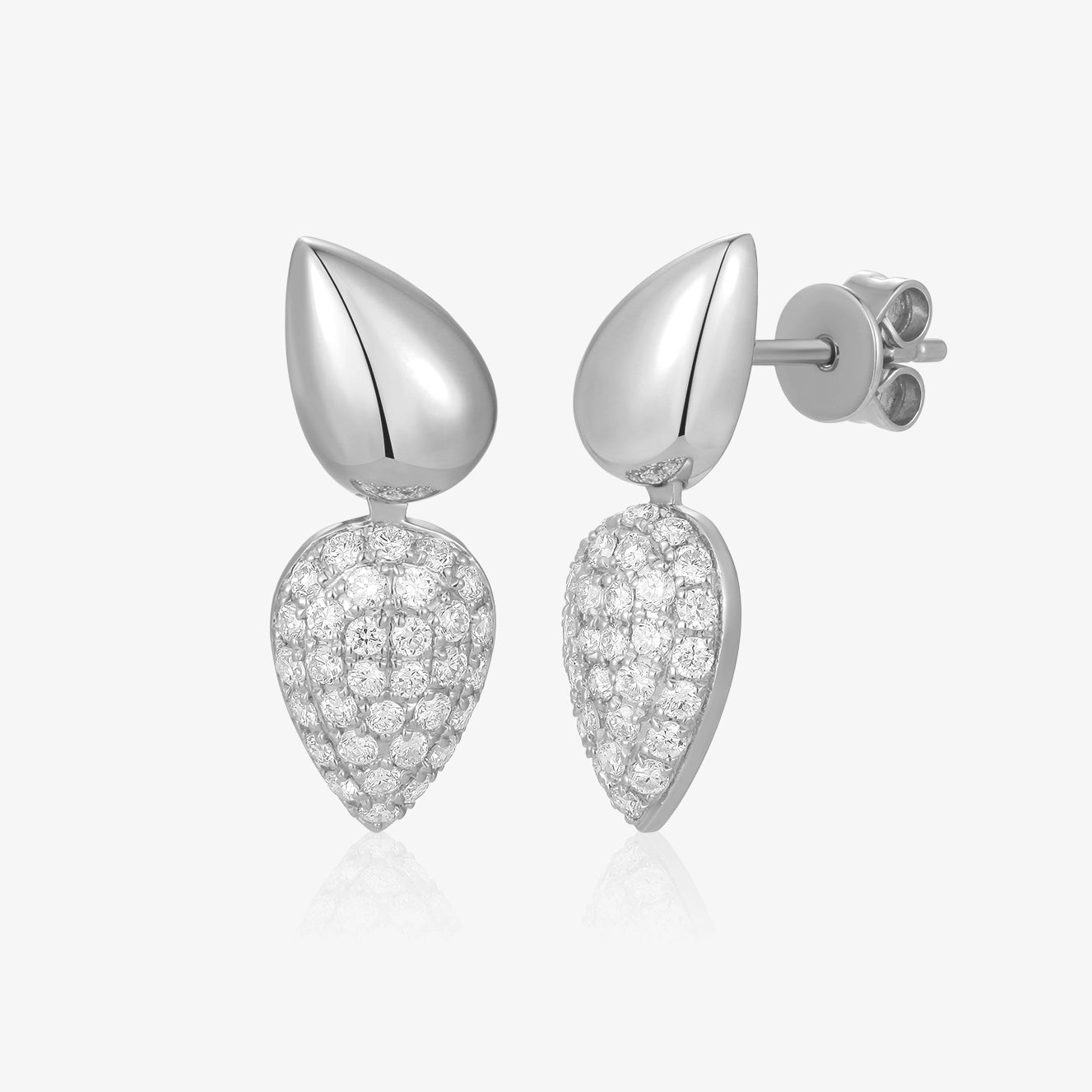 Lab Diamond and Gold Pear Earrings