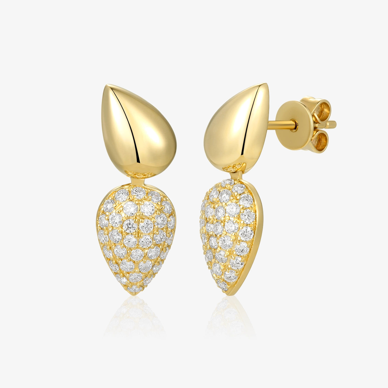 Lab Diamond and Gold Pear Earrings