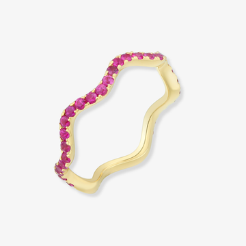 Color Wavy Band Ring - Ruby