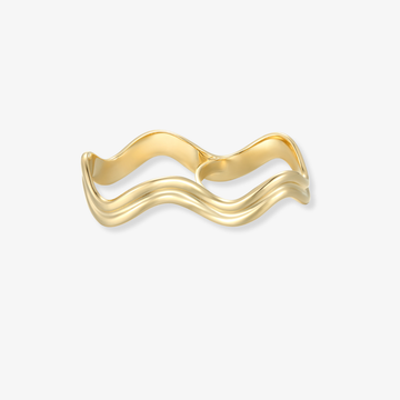 Double Finger Wavy Gold Ring