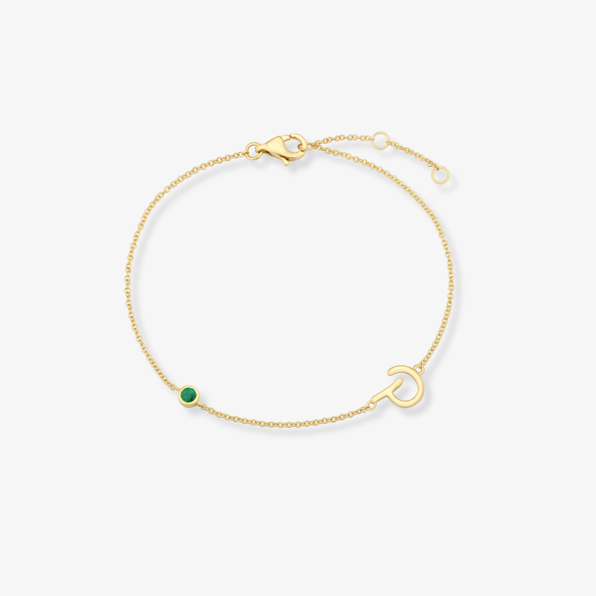 Gemstone Bezel Initial Bracelet