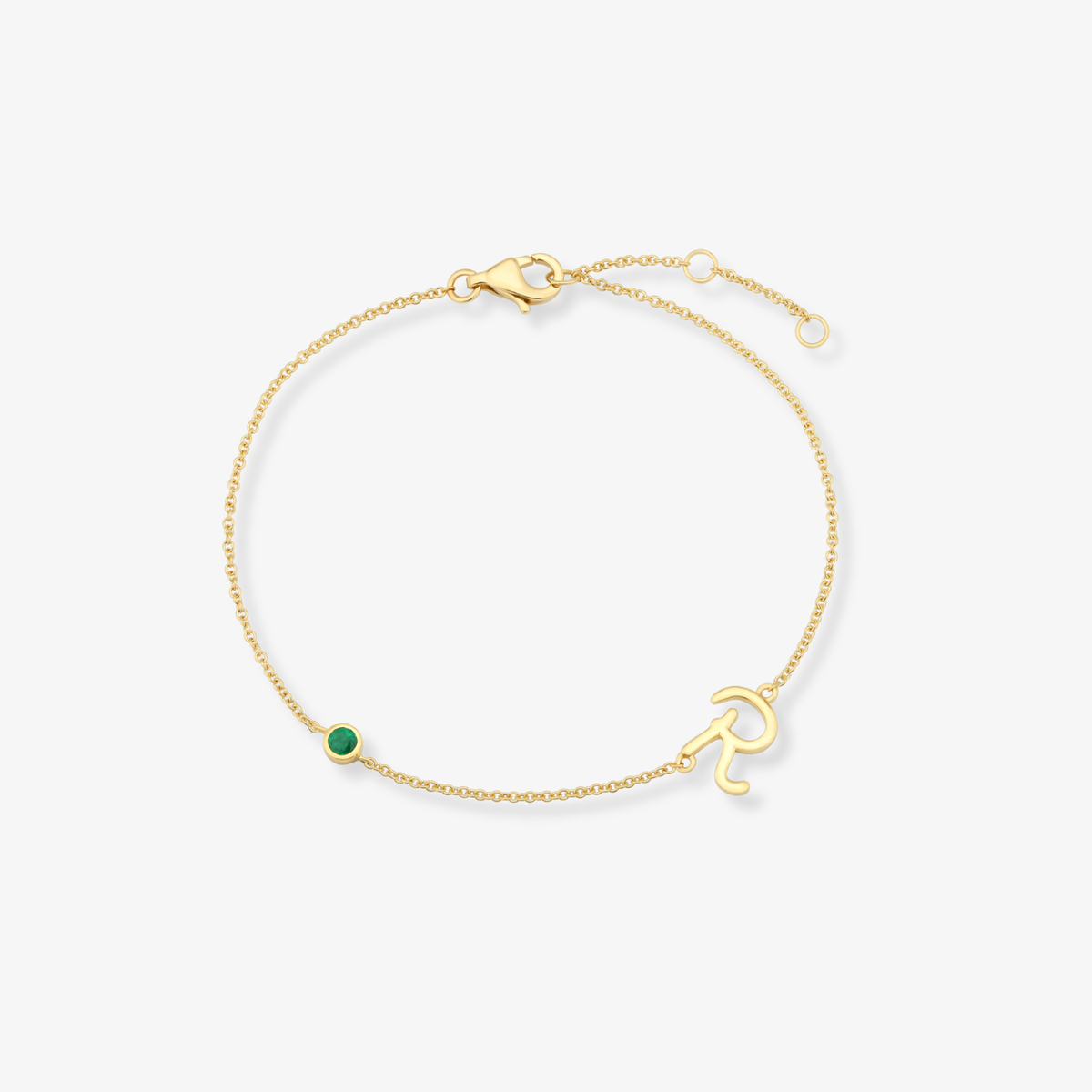 Gemstone Bezel Initial Bracelet