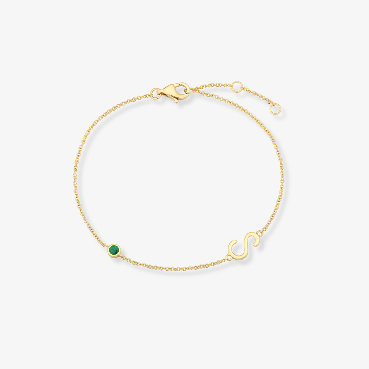 Gemstone Bezel Initial Bracelet