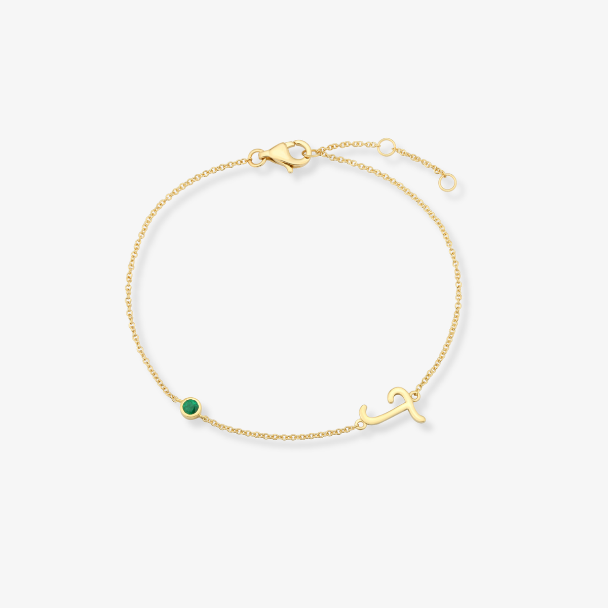 Gemstone Bezel Initial Bracelet