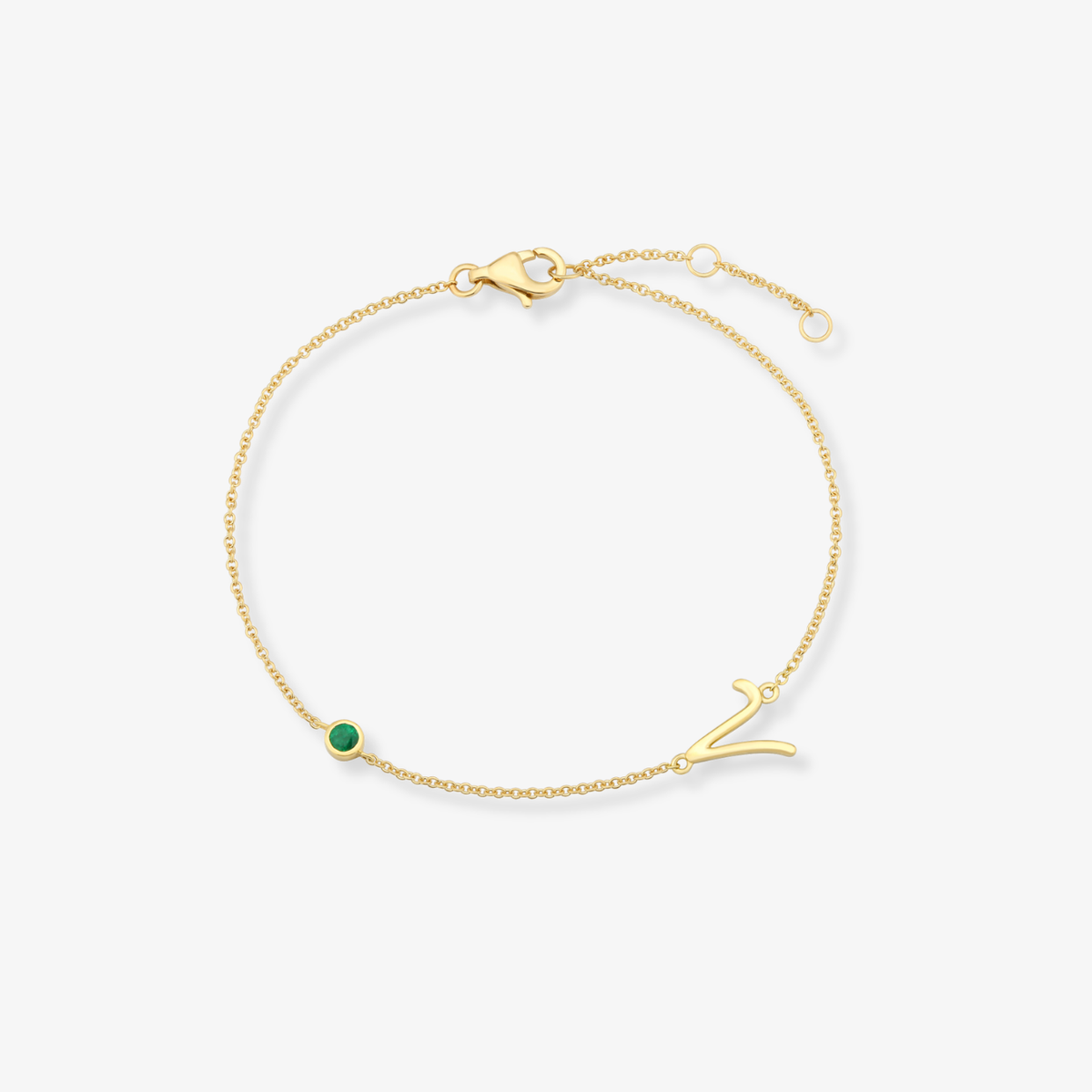 Gemstone Bezel Initial Bracelet