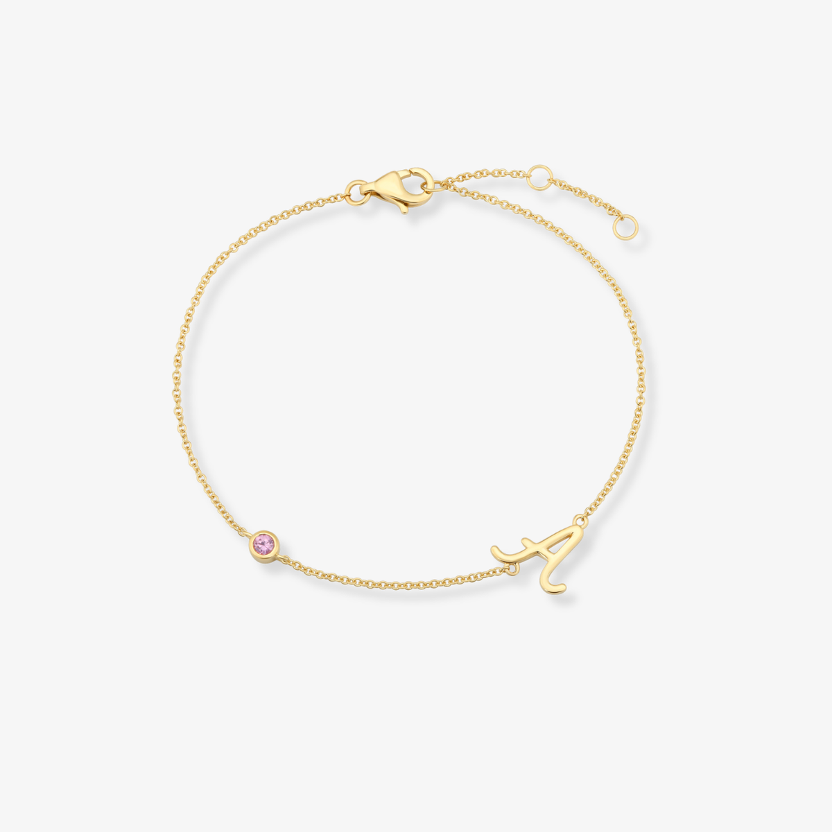 Gemstone Bezel Initial Bracelet