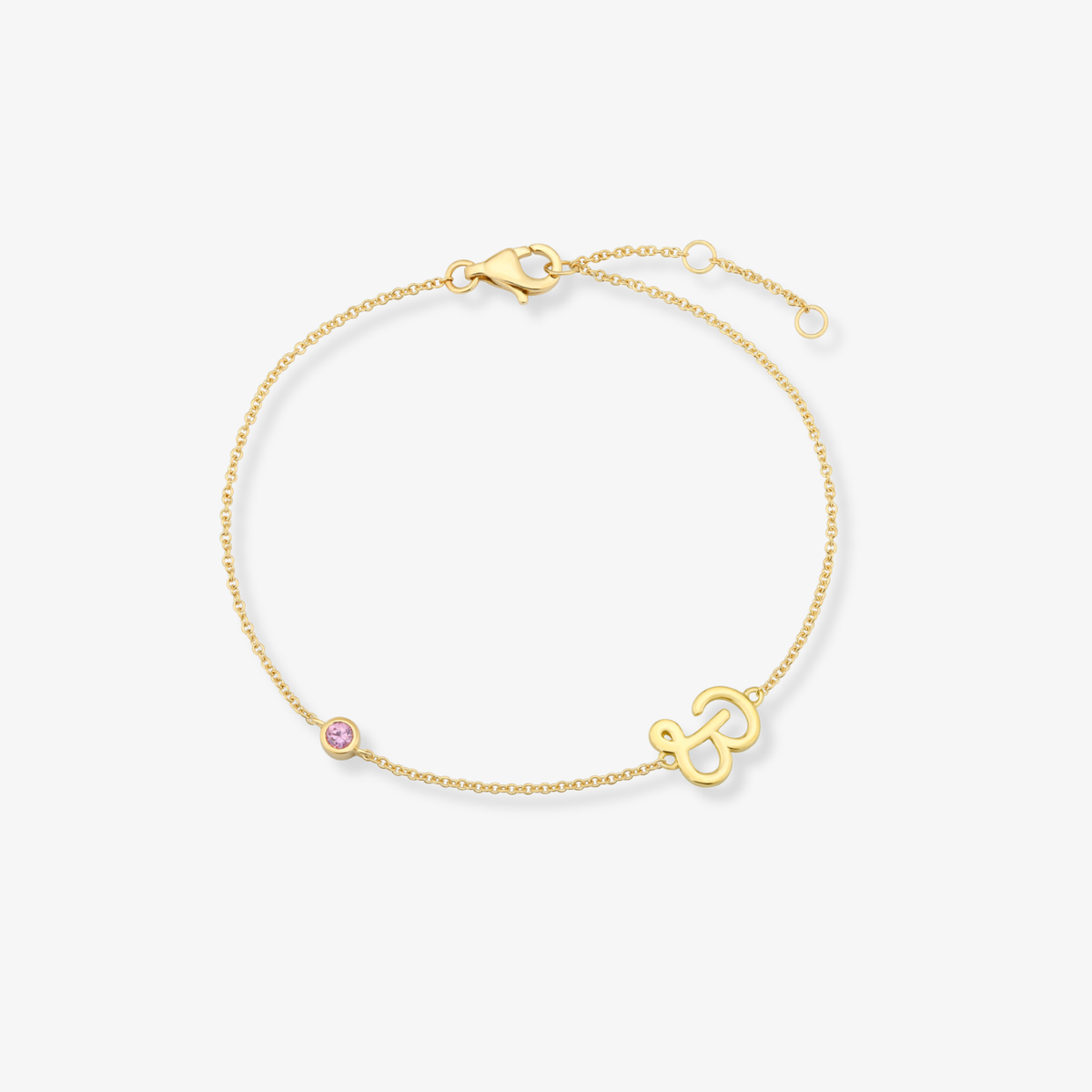 Gemstone Bezel Initial Bracelet
