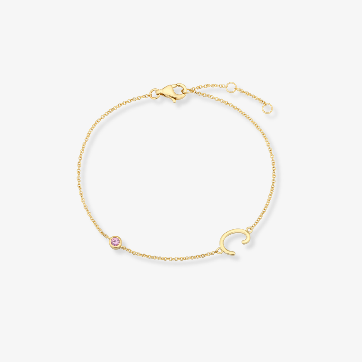 Gemstone Bezel Initial Bracelet