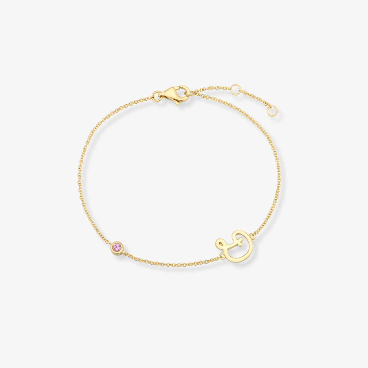 Gemstone Bezel Initial Bracelet