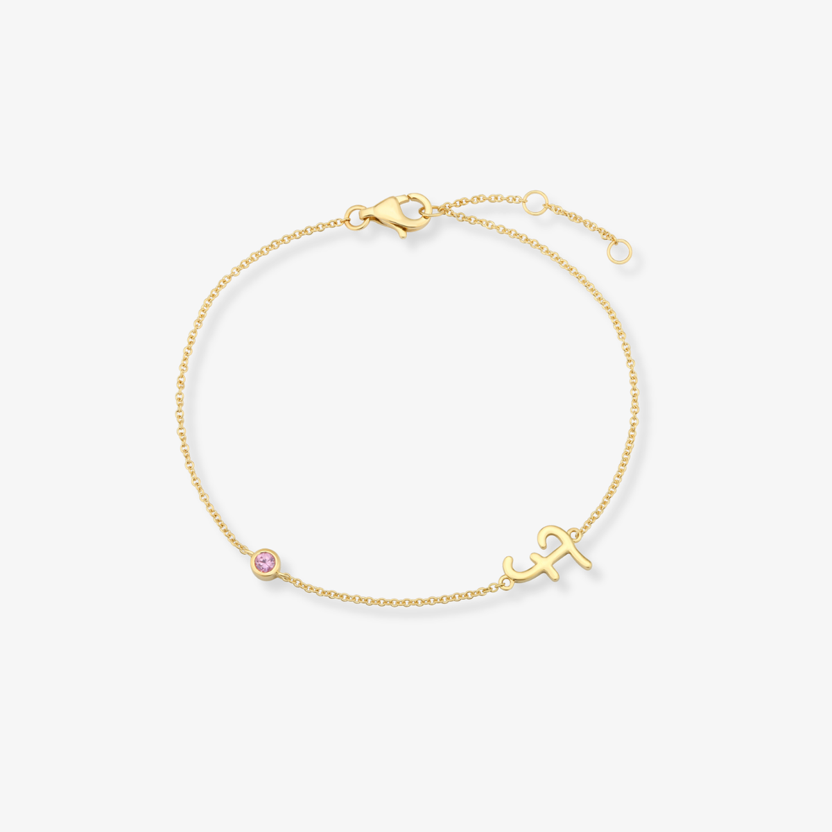 Gemstone Bezel Initial Bracelet
