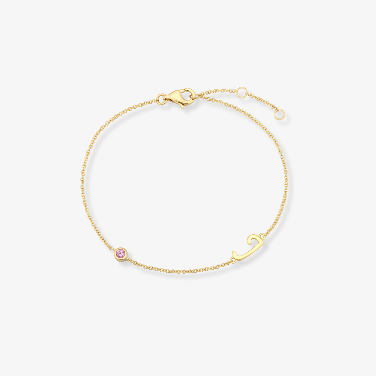 Gemstone Bezel Initial Bracelet