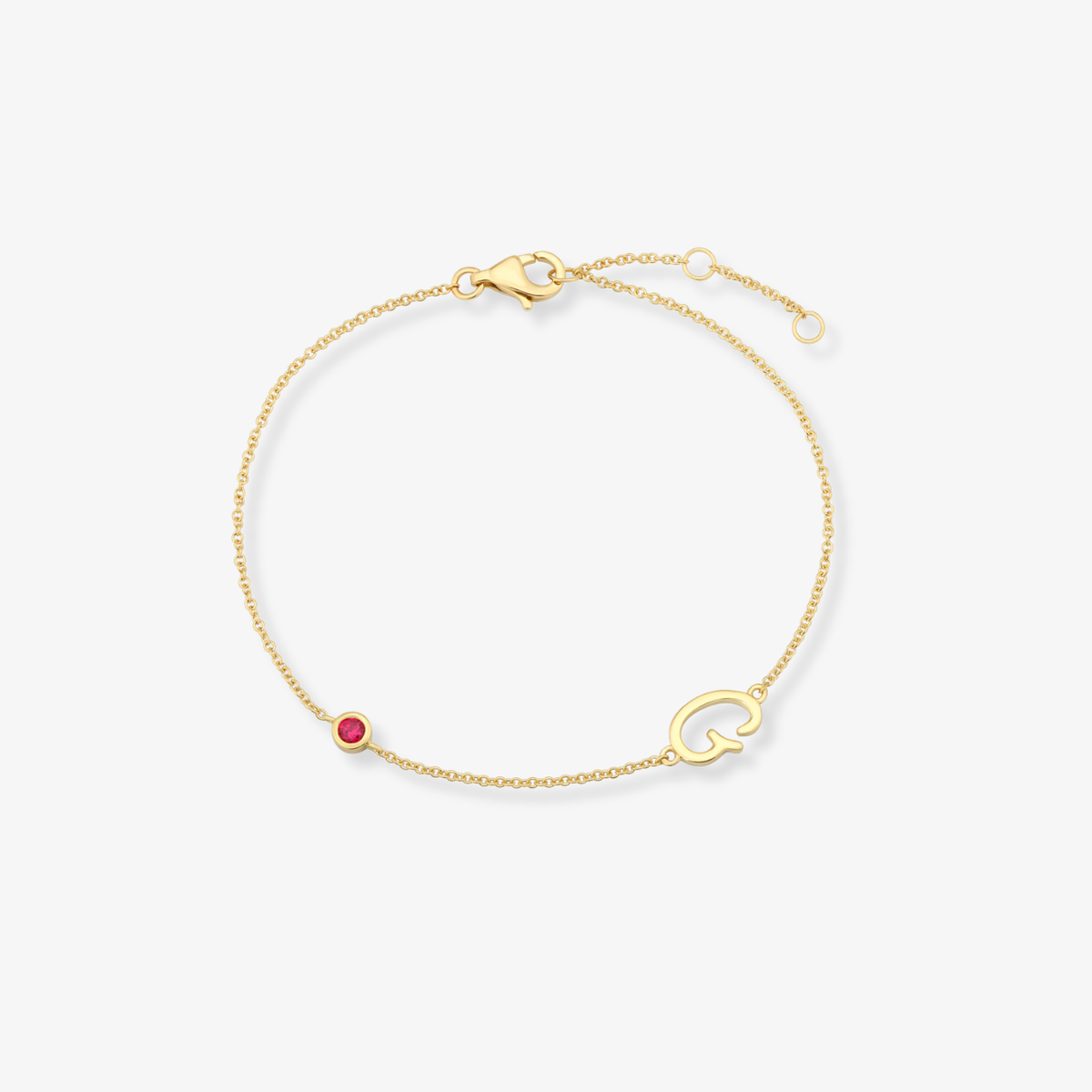 Gemstone Bezel Initial Bracelet