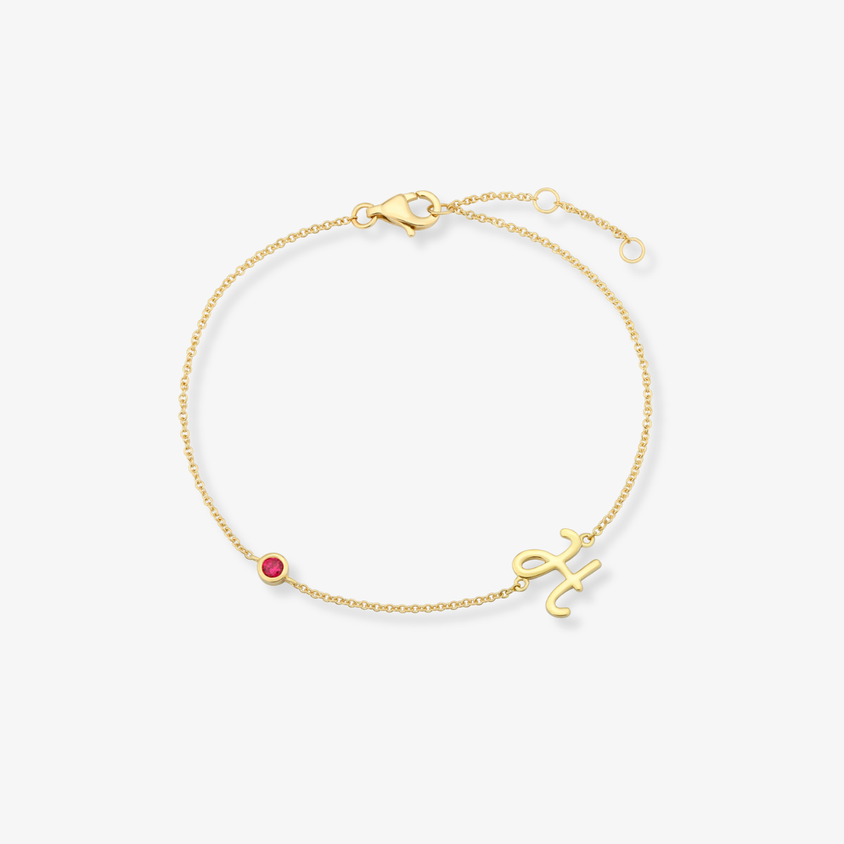 Gemstone Bezel Initial Bracelet