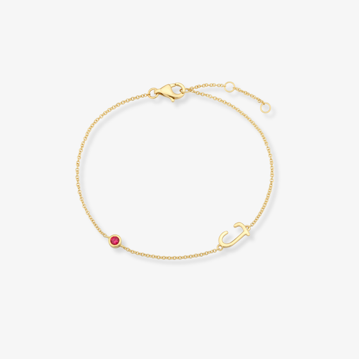 Gemstone Bezel Initial Bracelet