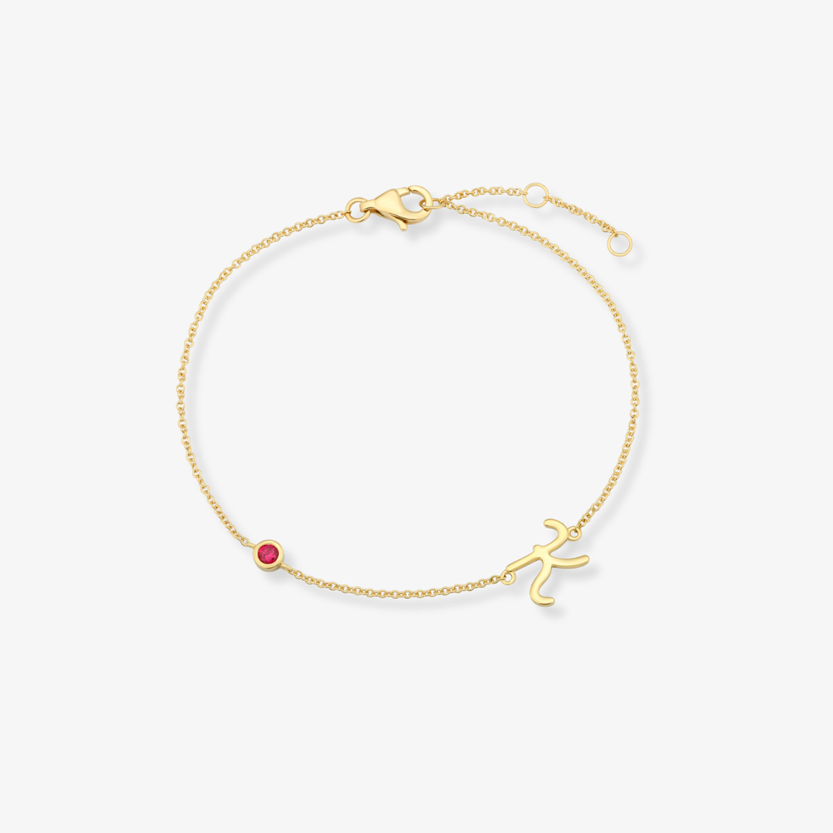Gemstone Bezel Initial Bracelet