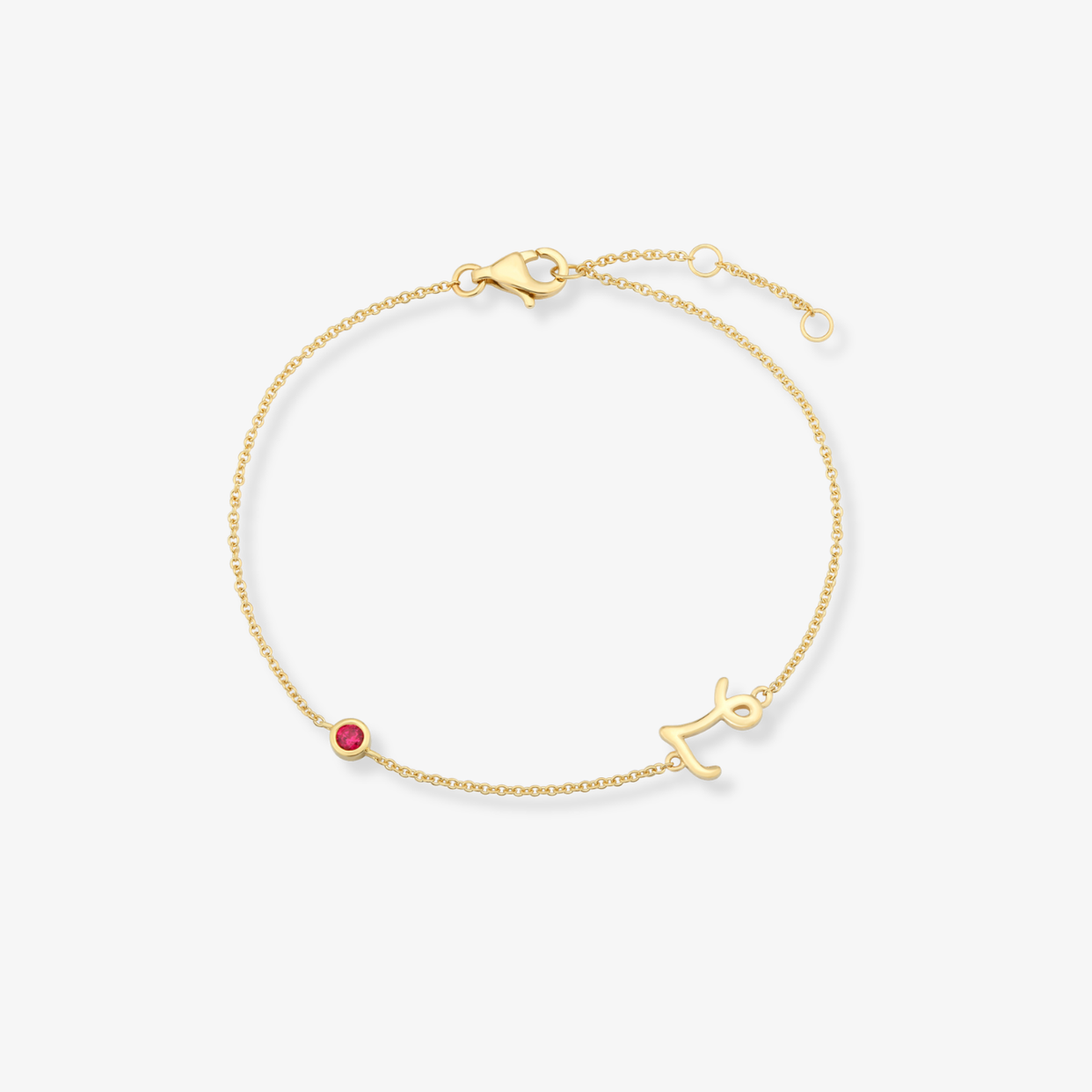 Gemstone Bezel Initial Bracelet