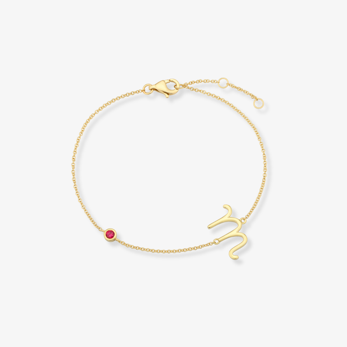 Gemstone Bezel Initial Bracelet