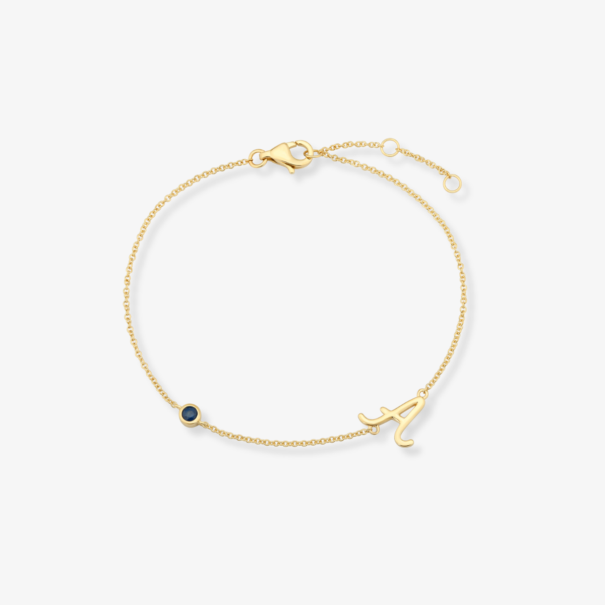 Gemstone Bezel Initial Bracelet