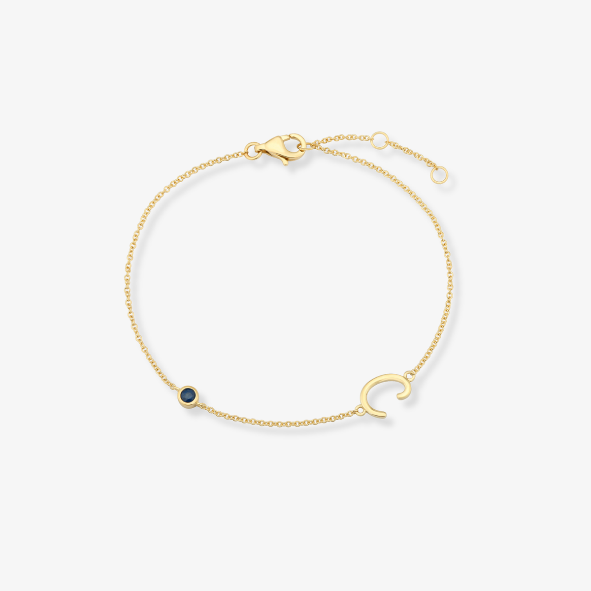 Gemstone Bezel Initial Bracelet