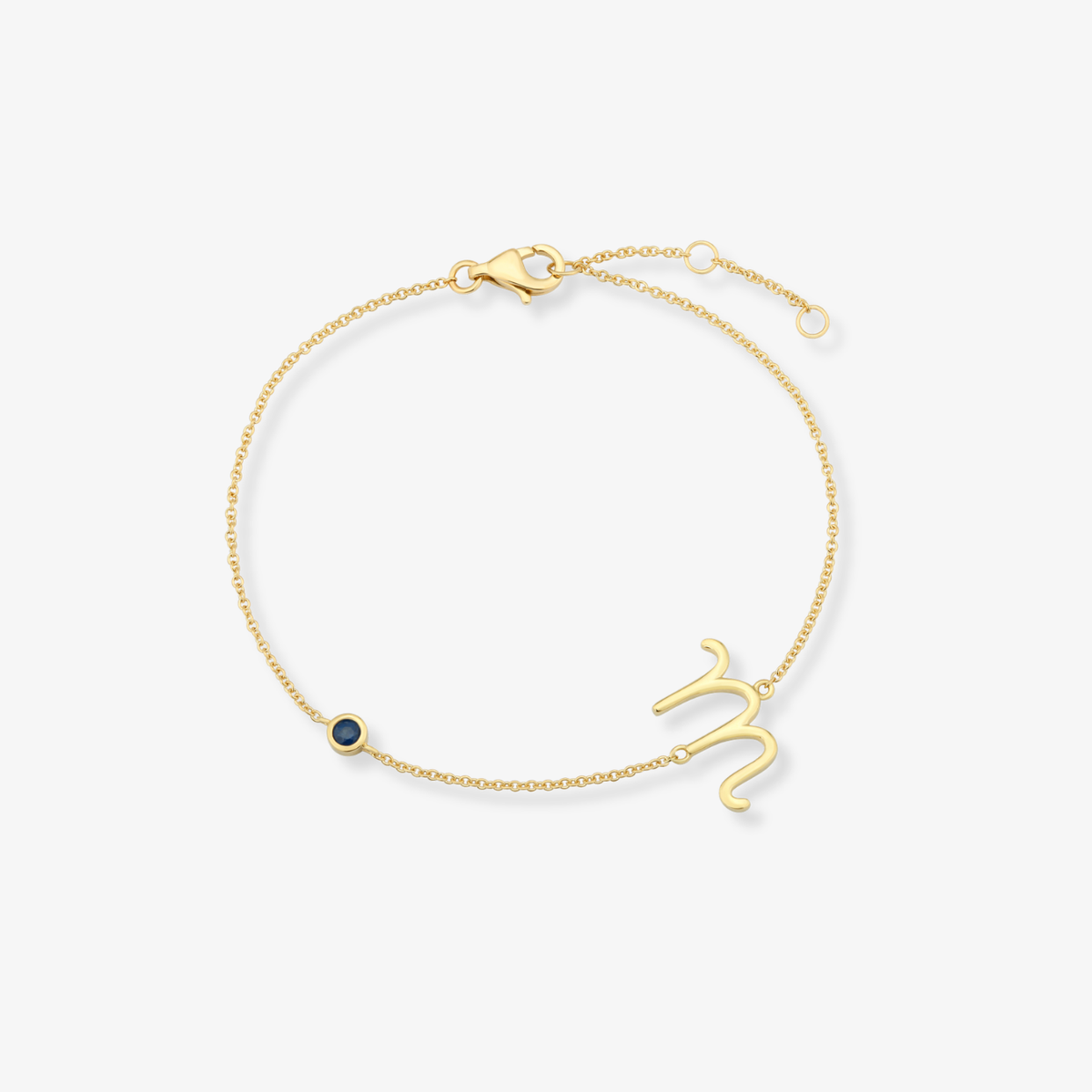 Gemstone Bezel Initial Bracelet