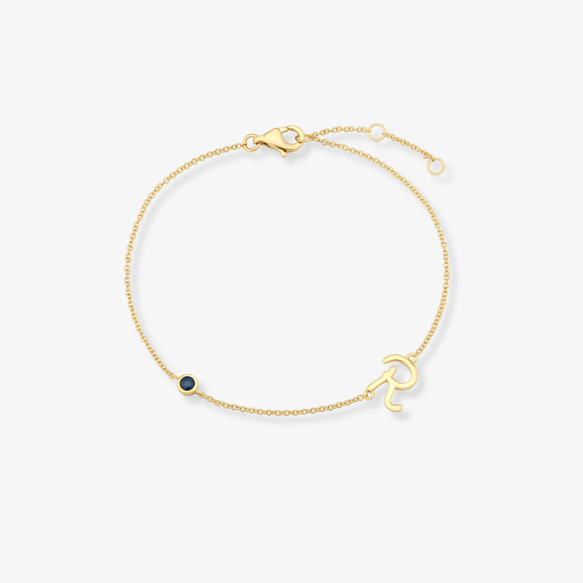 Gemstone Bezel Initial Bracelet