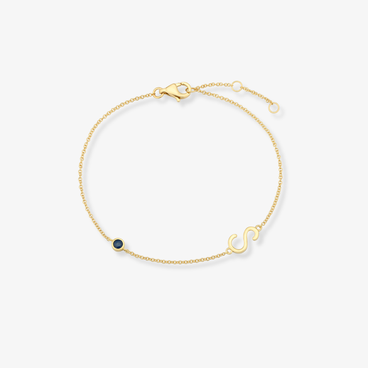 Gemstone Bezel Initial Bracelet