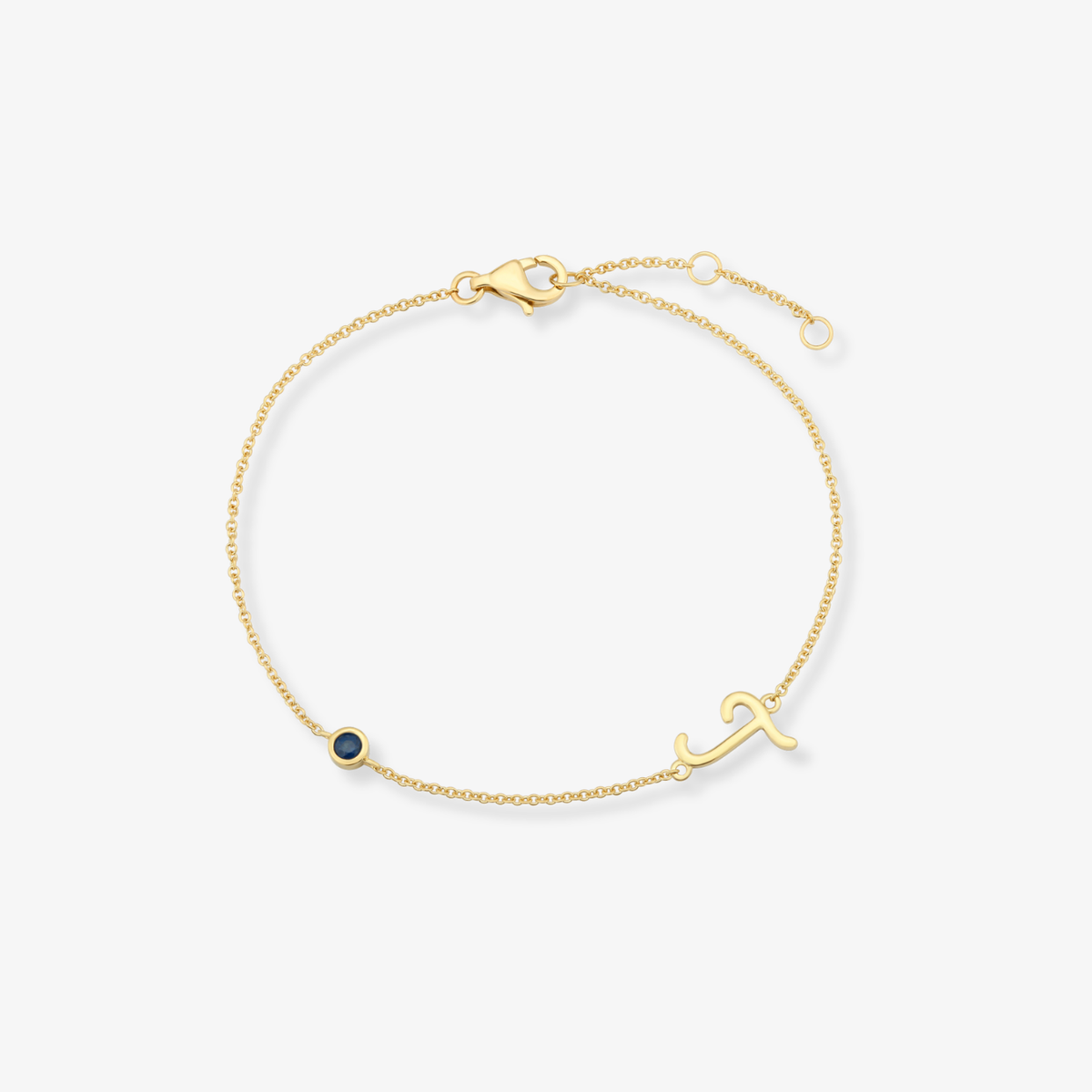 Gemstone Bezel Initial Bracelet
