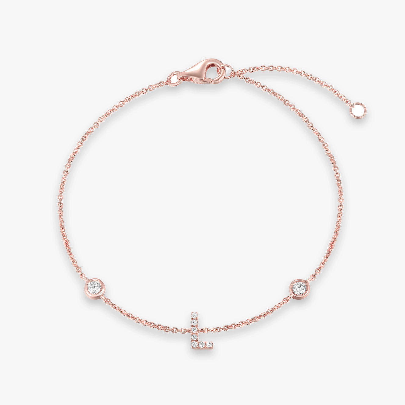 Lab Initial Diamond with Two Bezels Bracelet