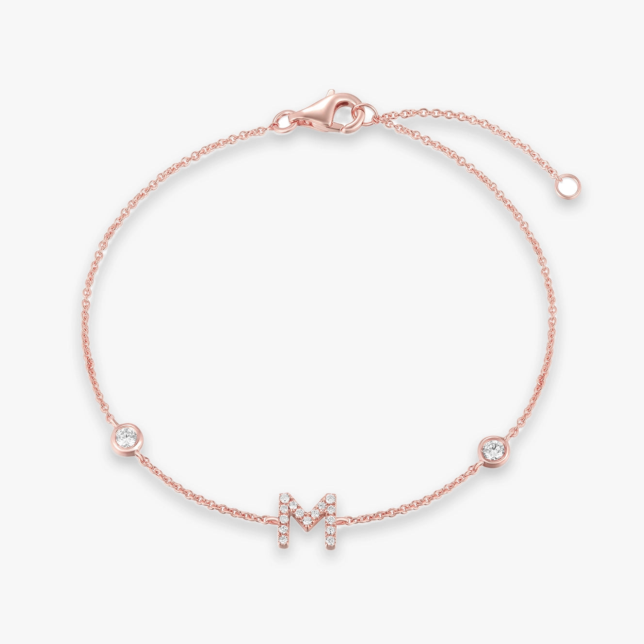 Lab Initial Diamond with Two Bezels Bracelet