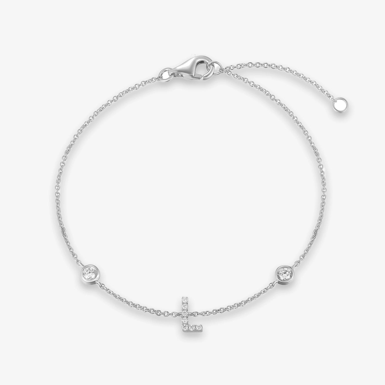 Lab Initial Diamond with Two Bezels Bracelet