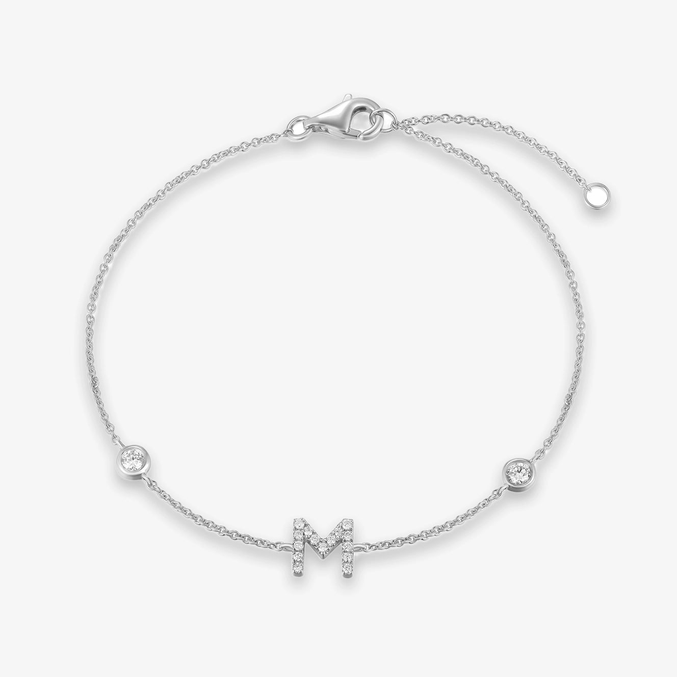 Lab Initial Diamond with Two Bezels Bracelet