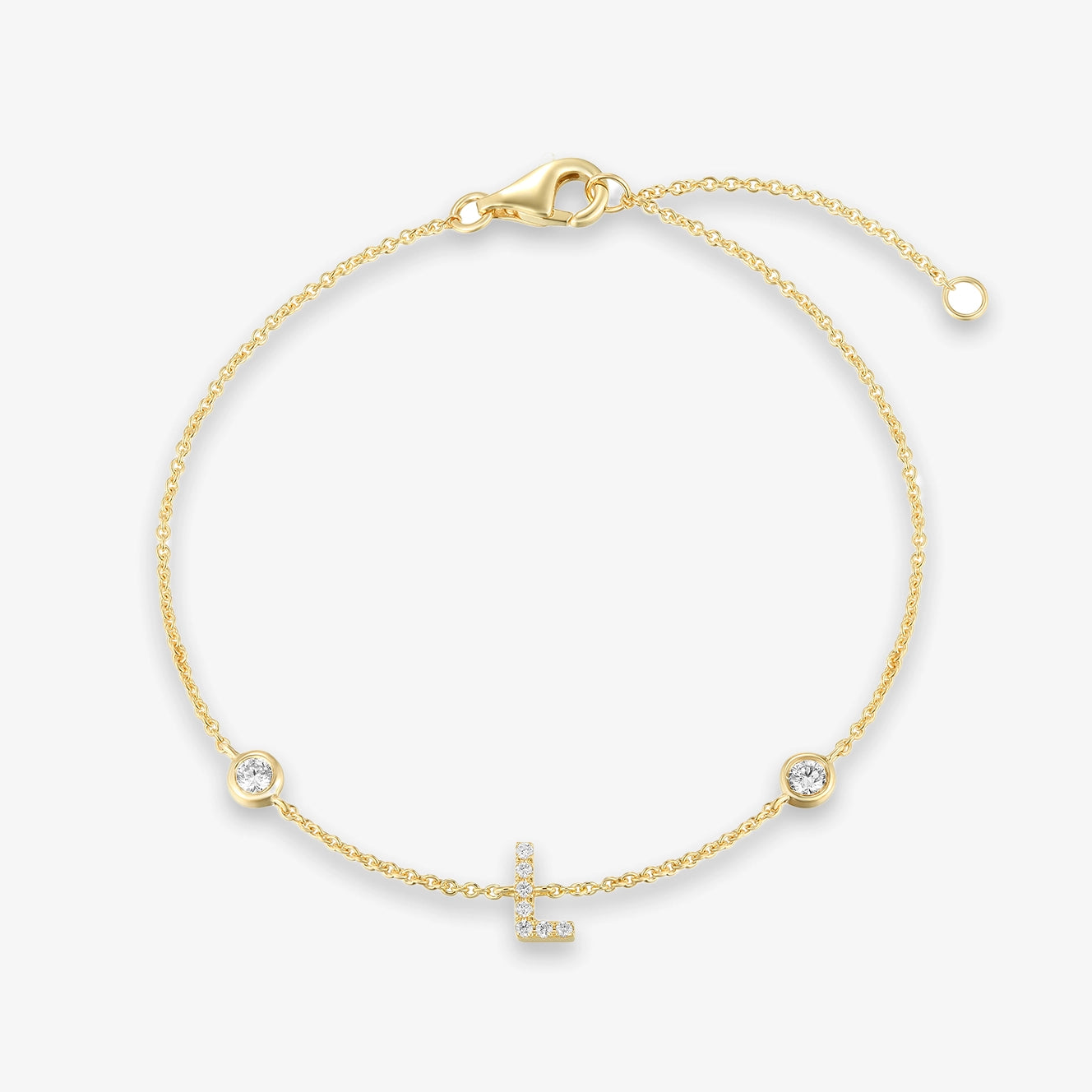 Lab Initial Diamond with Two Bezels Bracelet