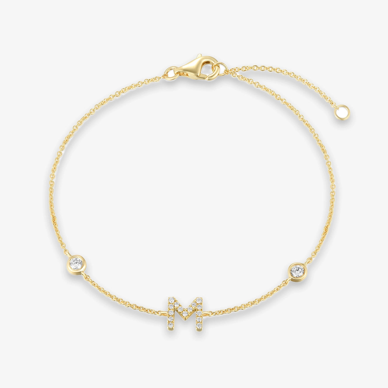 Lab Initial Diamond with Two Bezels Bracelet