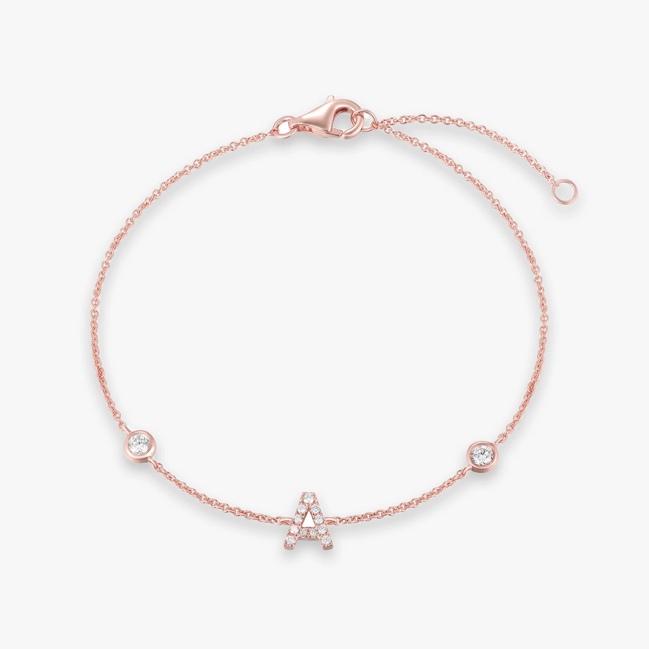 Lab Initial Diamond with Two Bezels Bracelet