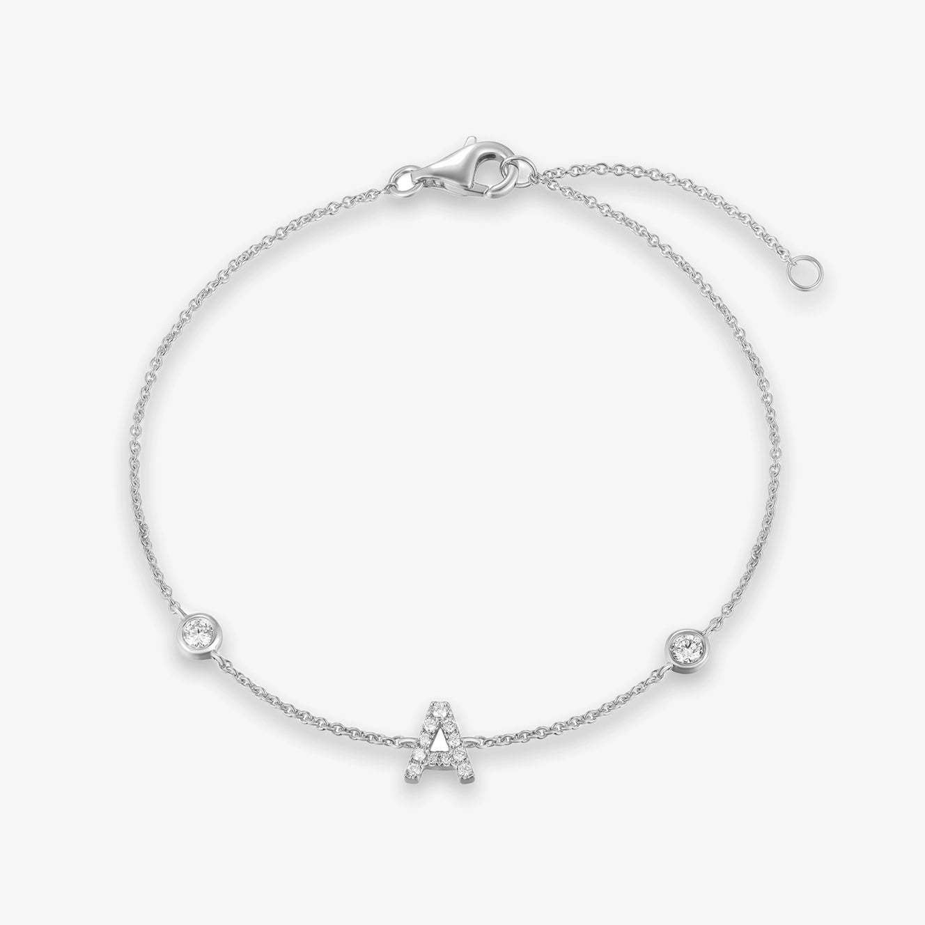 Lab Initial Diamond with Two Bezels Bracelet