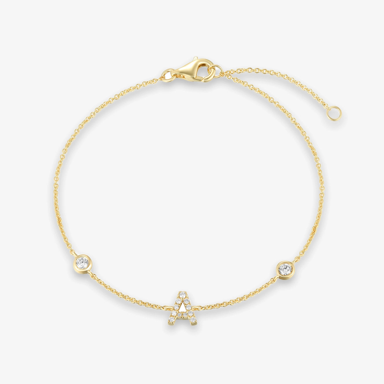 Lab Initial Diamond with Two Bezels Bracelet